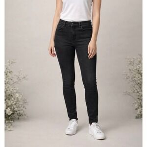 Signature Levi Strauss Women Black Mid Rise Skinny Jeans‎ Stretch Denim Size 8